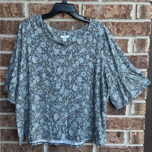J. Jill Charcoal Paisley Blouse